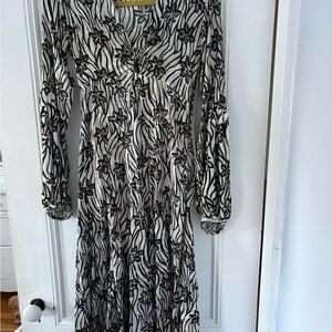 Dries Van Noten zebra-print silk-blend crepe de chine maxi dress. Size 34 or XS